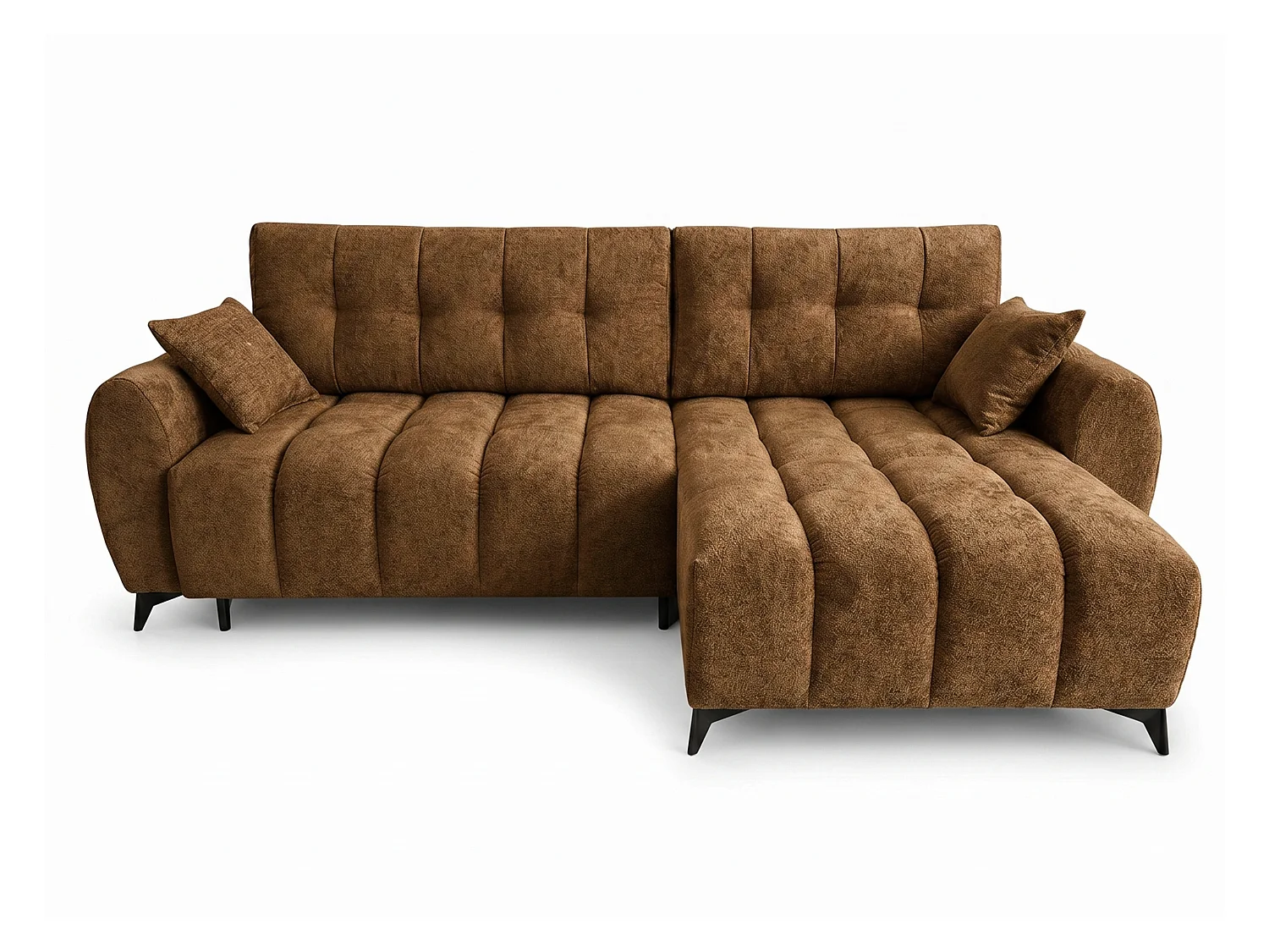 Canapé d'angle réversible 5 places CERVO XL convertible en tissu doux et délicat - brun