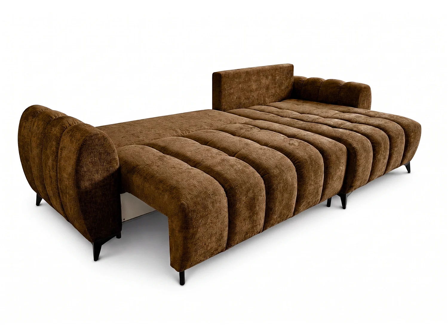 Canapé d'angle réversible 5 places CERVO XL convertible en tissu doux et délicat - brun