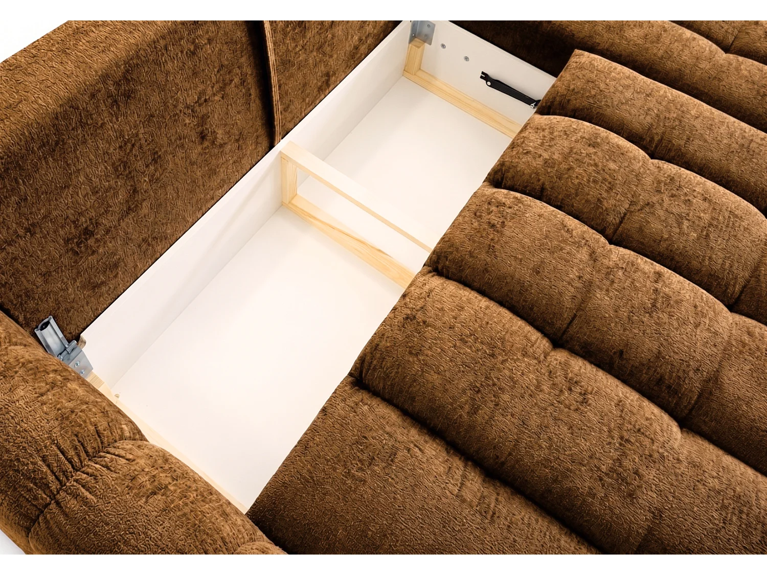 Canapé d'angle réversible 5 places CERVO XL convertible en tissu doux et délicat - brun