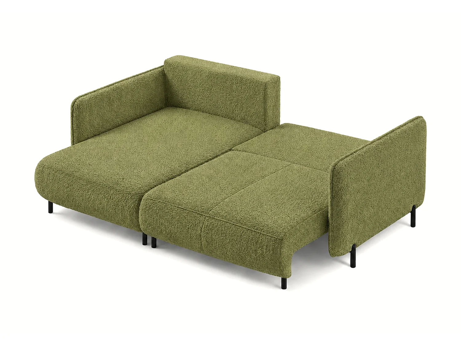 Canapé d'angle réversible 3 places FONII L convertible en tissu teddy bouclé - vert bouteille