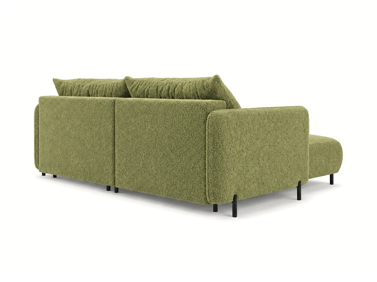 Canapé d'angle réversible 3 places FONII L convertible en tissu teddy bouclé - vert bouteille