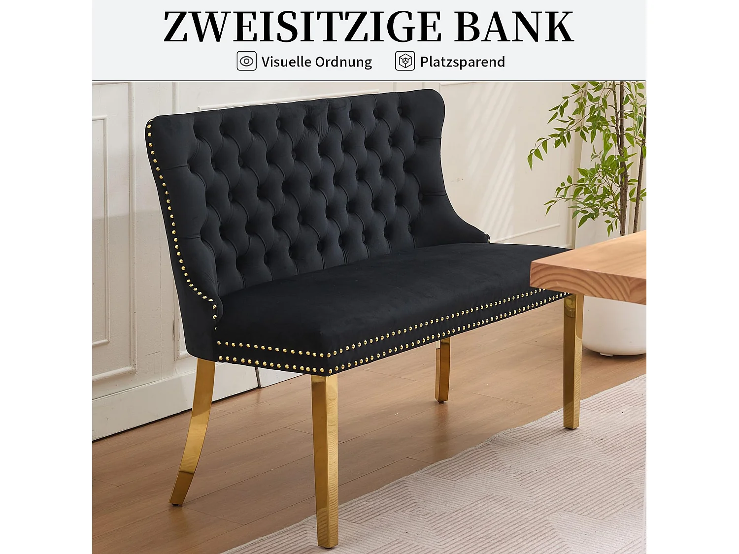 Franse Luxe Stijl Velours Gestoffeerde Eetbank met Verstelbare Stalen Poten