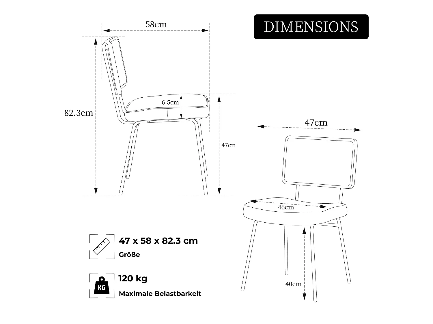 Set van 2 moderne vintage eetkamerstoelen met PE rotan rugleuning