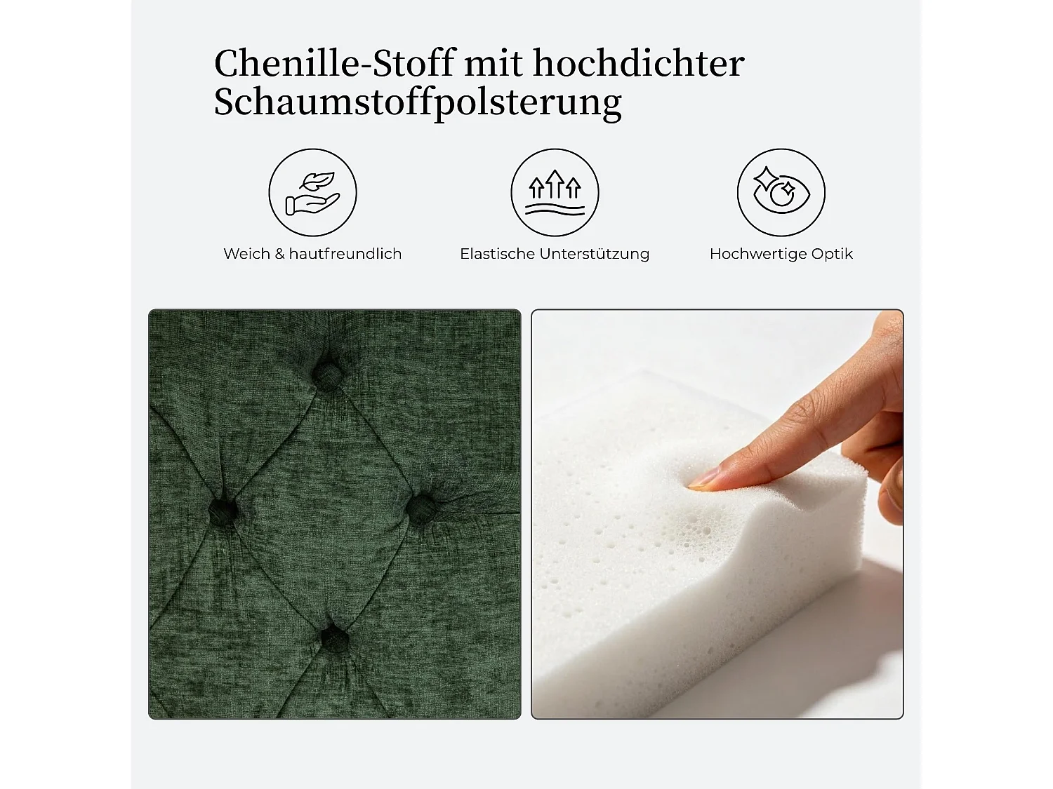 Esszimmerstuhl mit Armlehnen Chenille Polsterstuhl mit Verstellbaren Massivholzbeinen, Einzelsitz, in französischem Luxusstil, Rückenlehne mit Knopfheftung