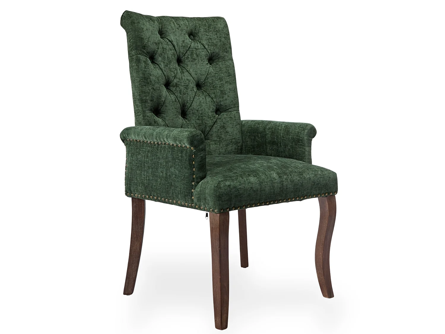Chaise de salle à manger vintage avec accoudoirs capitonnage et cadre bois