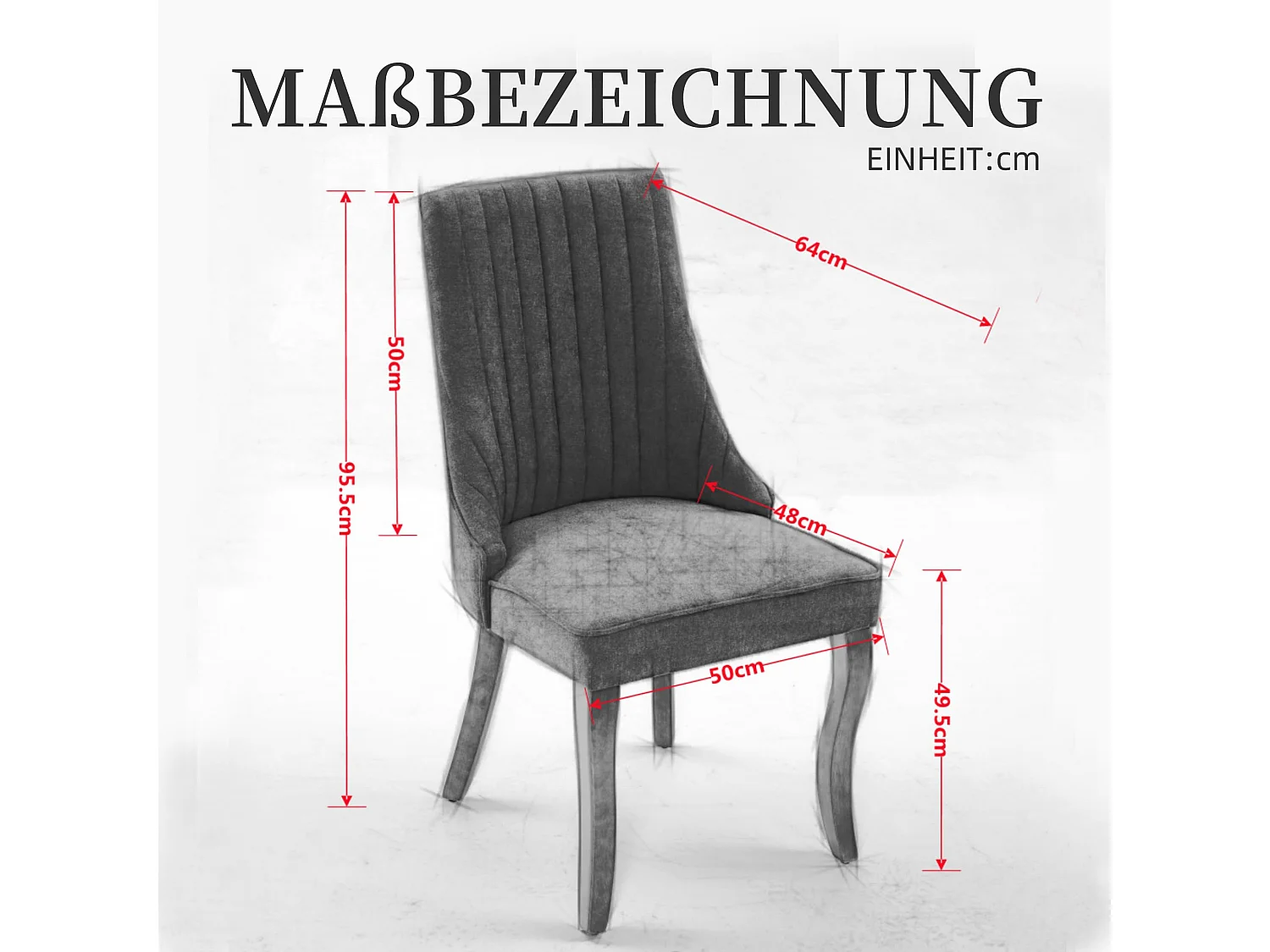 Esszimmerstühle 2er Set mit Chenille-Bezug, moderner Küchenstuhl mit geschwungenen Füßen und verstellbaren Fußpads, für Esszimmer, Küche und Schlafzimmer