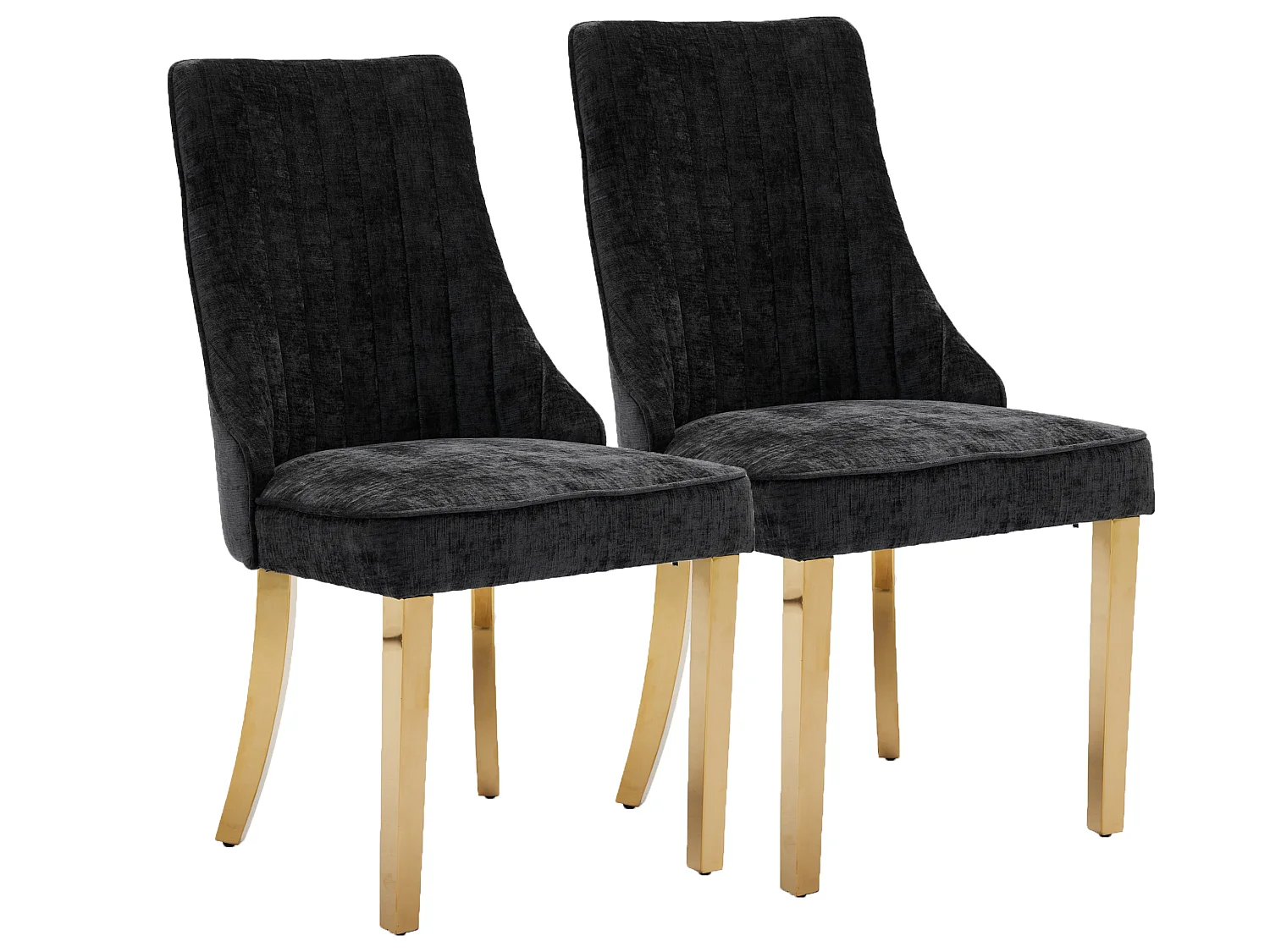 Lot de 2 chaises de salle à manger modernes en chenille avec haut dossier rainuré