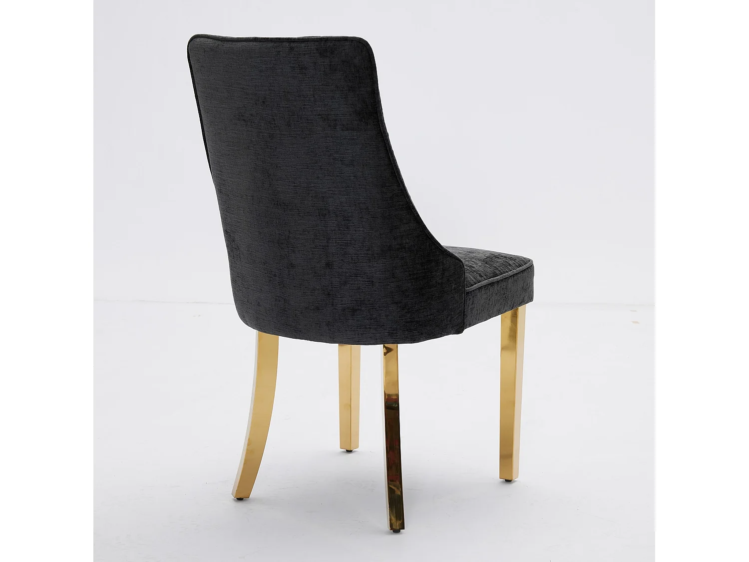 Lot de 2 chaises de salle à manger modernes en chenille avec haut dossier rainuré