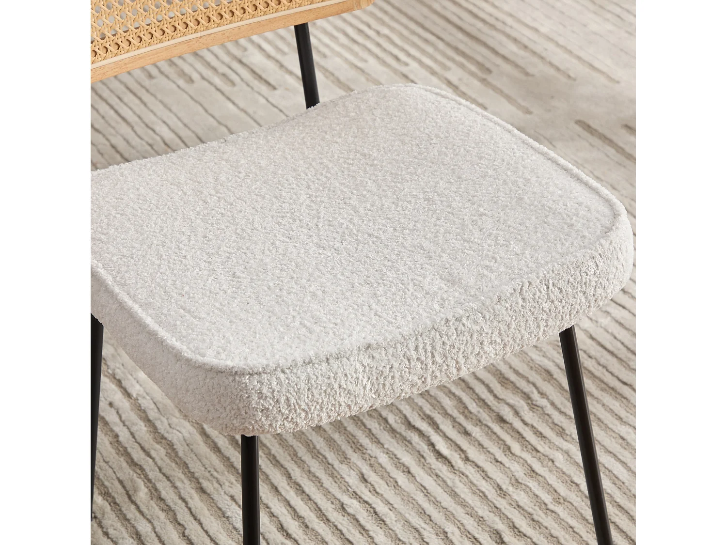 Set van 2 moderne vintage eetkamerstoelen met PE rotan rugleuning