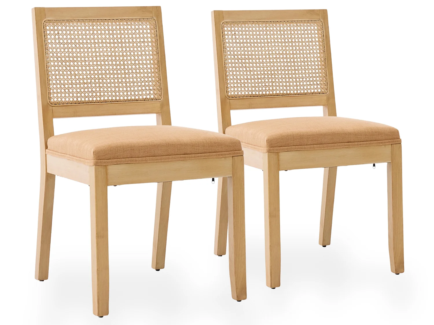 Set van 2 eetkamerstoelen met cane rugleuning en naturel houten frame