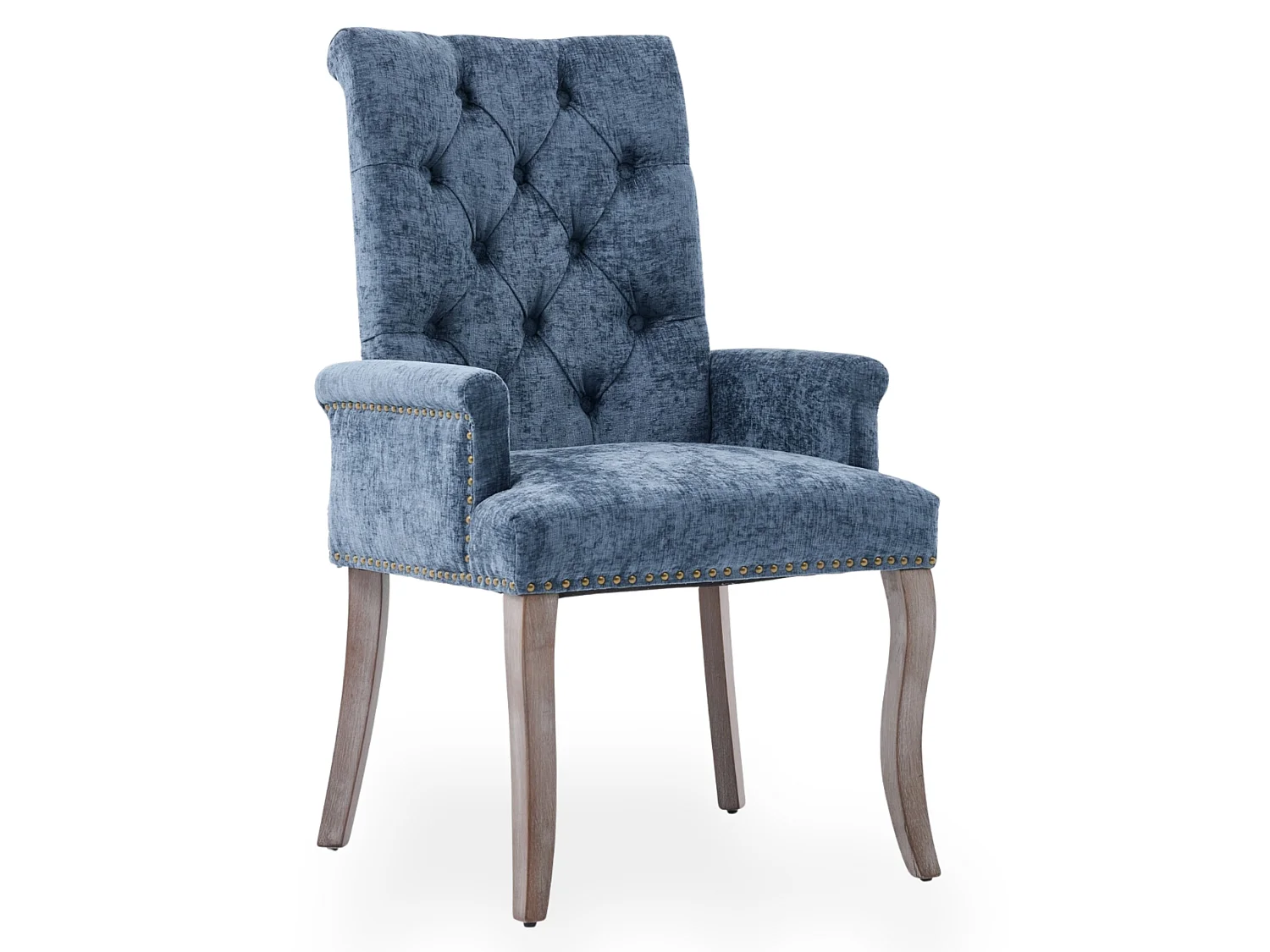 Chaise de salle à manger vintage avec accoudoirs capitonnage et cadre bois