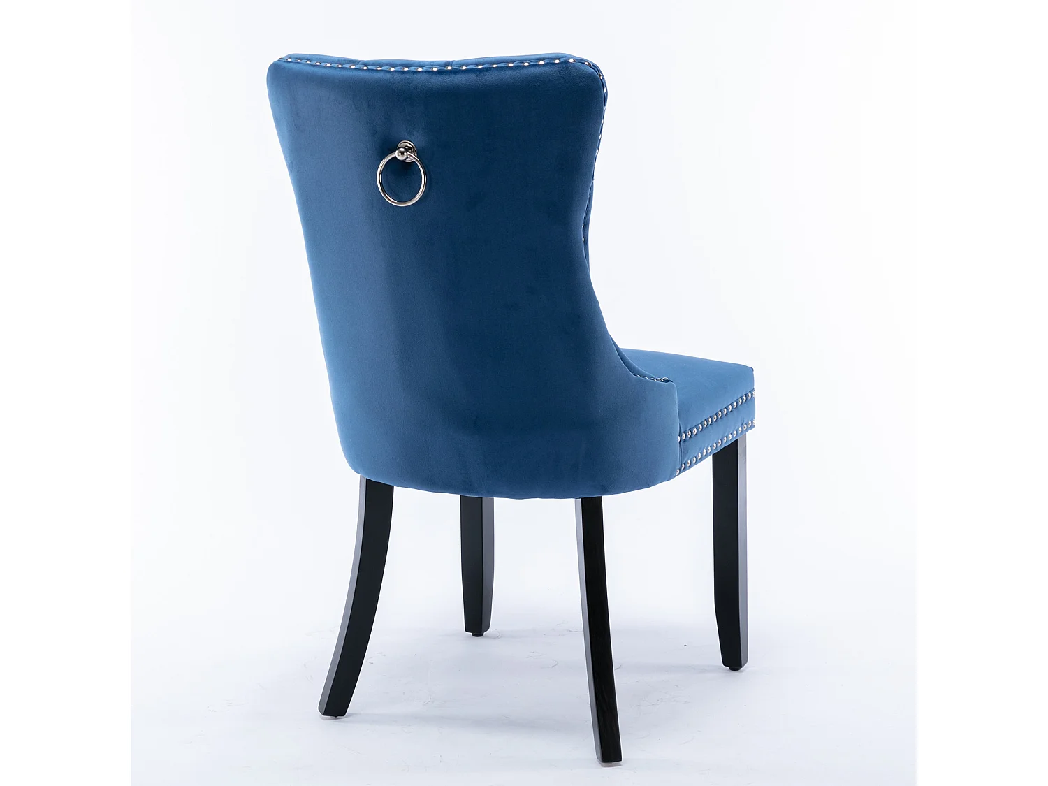 Set van 2 fluwelen eetkamerstoelen, gestoffeerde stoelen met verstelbare houten poten, ringgreep en gecapitonneerde rugleuning