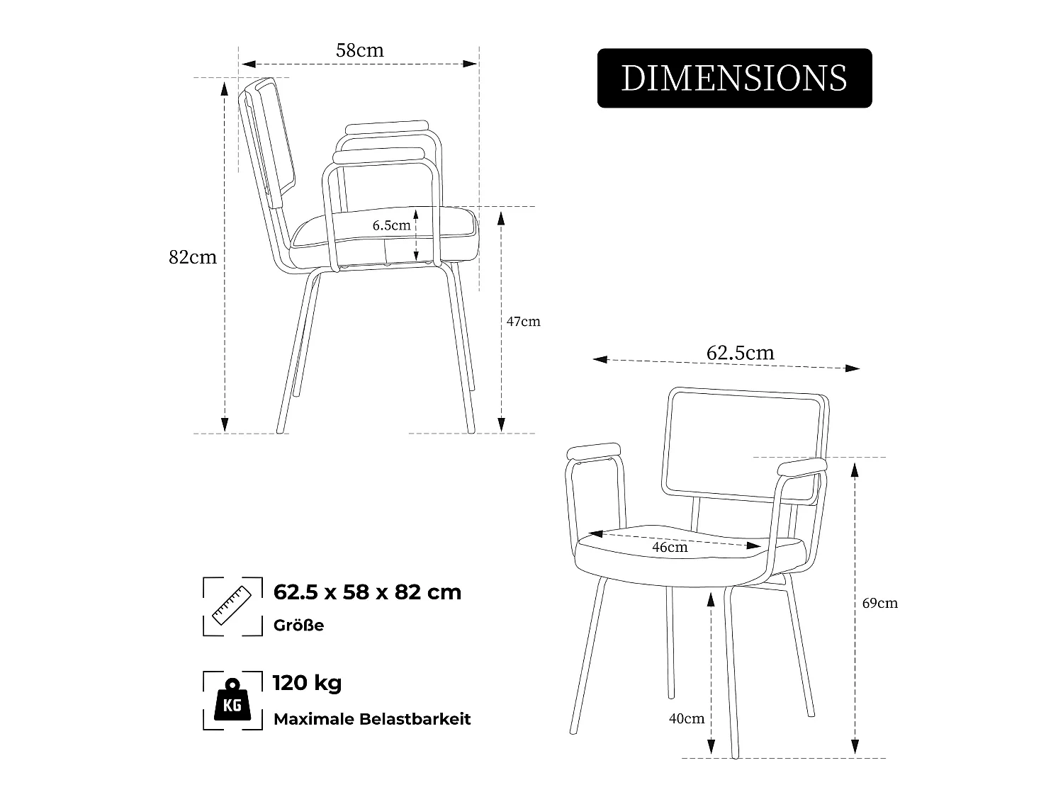 Set van 2 eetkamerstoelen met armleuningen en rugleuning in rotanlook