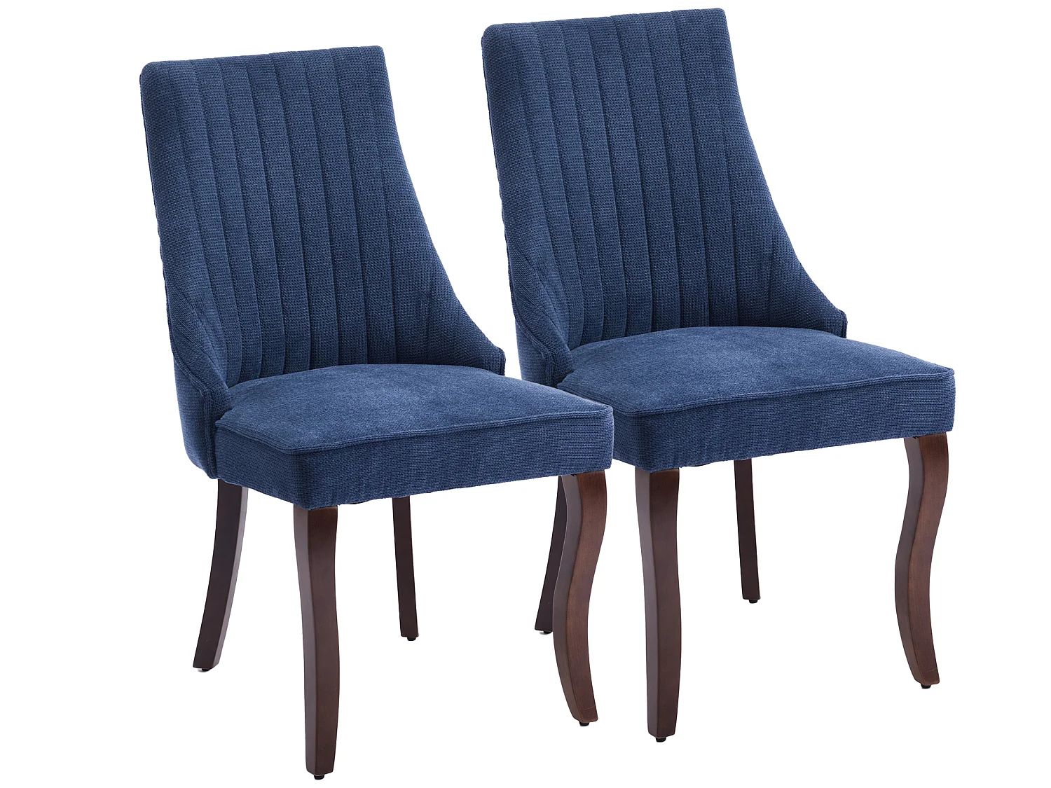 Lot de 2 chaises de salle à manger modernes en chenille avec haut dossier rainuré