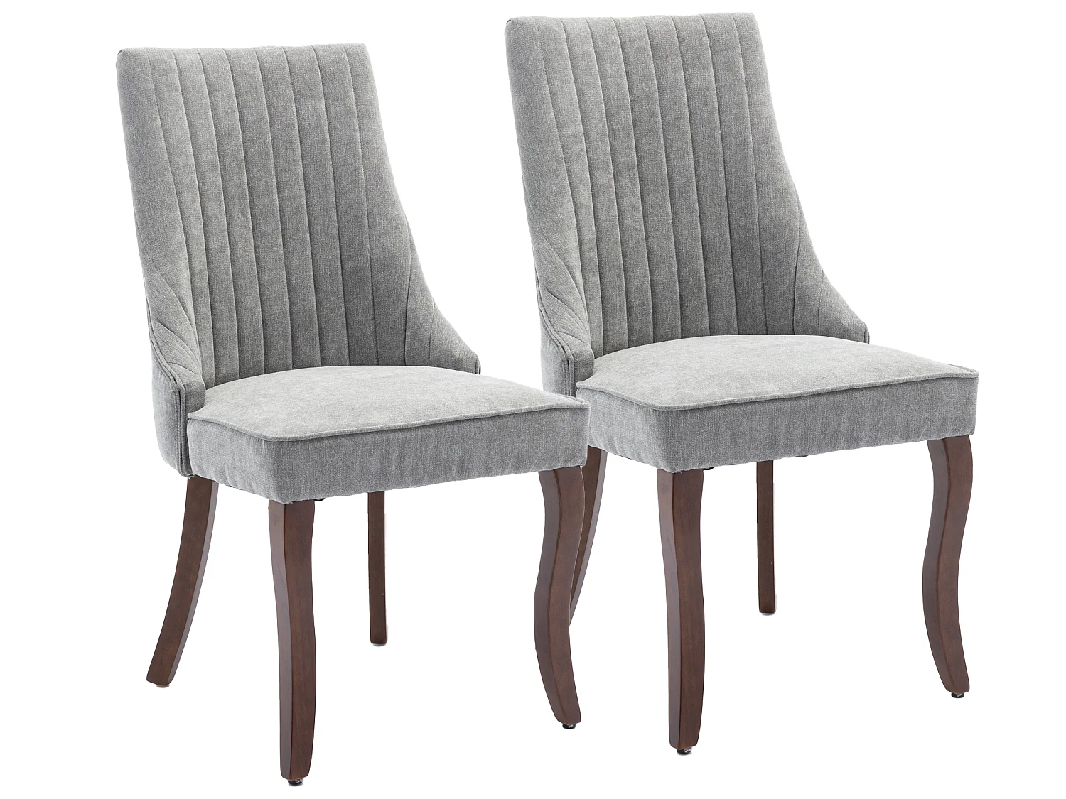Lot de 2 chaises de salle à manger modernes en chenille avec haut dossier rainuré