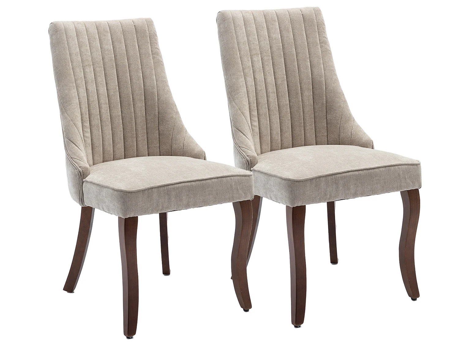 Set de 2 sillas de comedor modernas de chenilla con respaldo alto acanalado