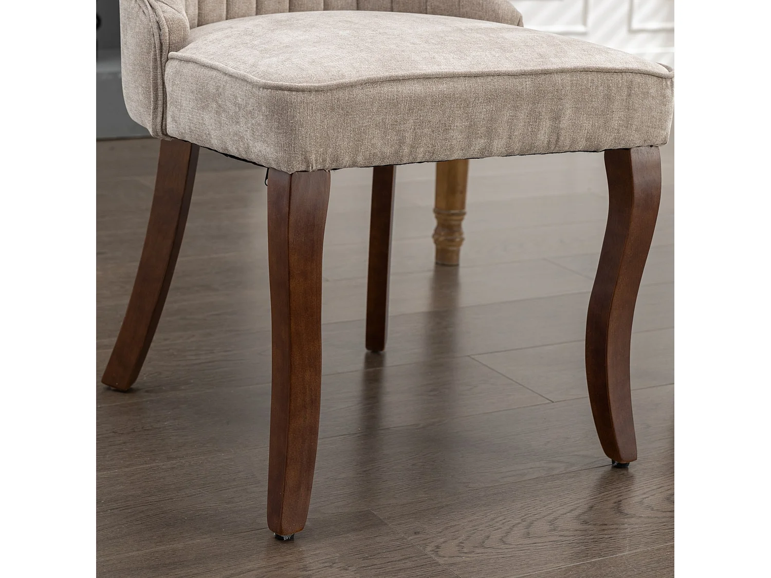 Set de 2 sillas de comedor modernas de chenilla con respaldo alto acanalado