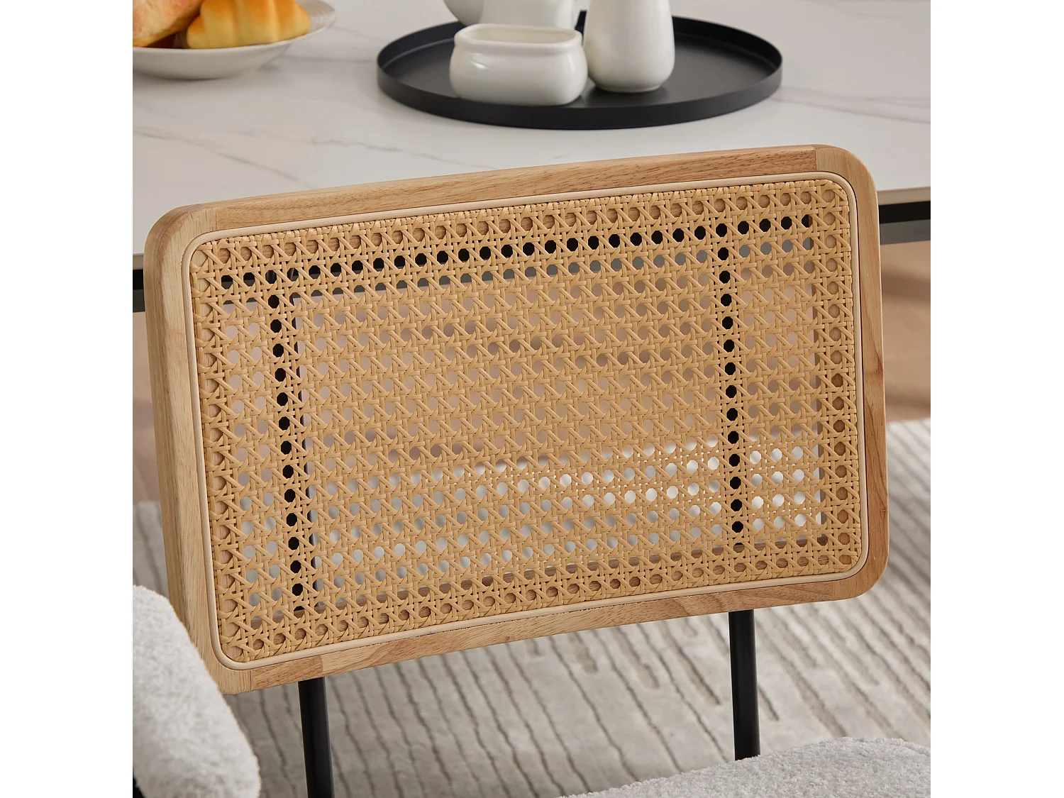 Set van 2 eetkamerstoelen met armleuningen en rugleuning in rotanlook