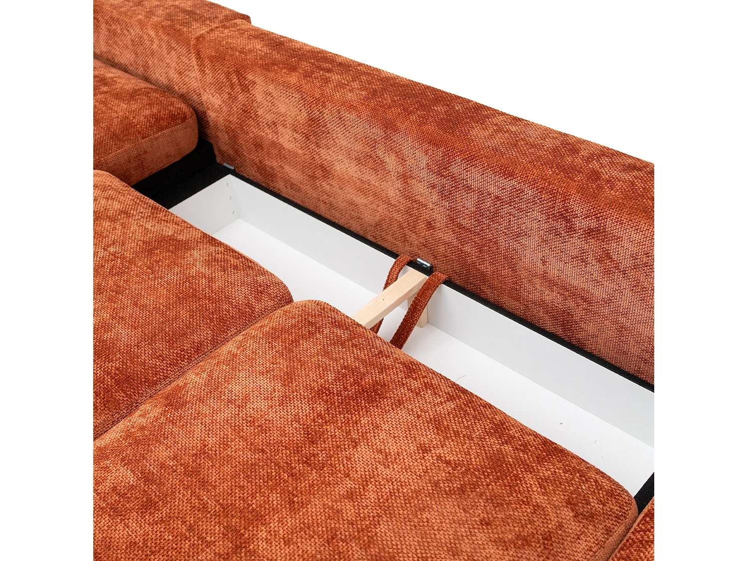 Canapé d'angle droit 4 places en tissu rouge SELLO