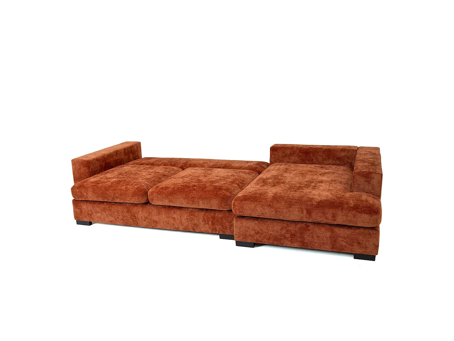 Canapé d'angle droit 4 places en tissu rouge SELLO