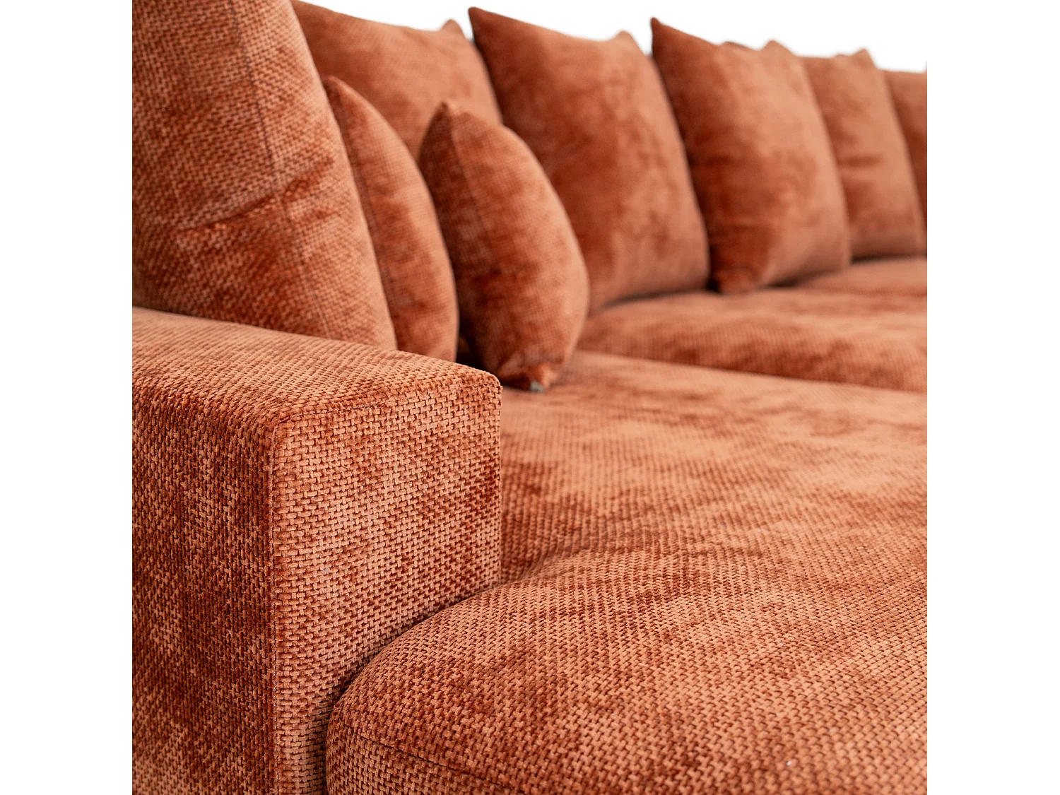 Canapé d'angle droit 4 places en tissu rouge SELLO