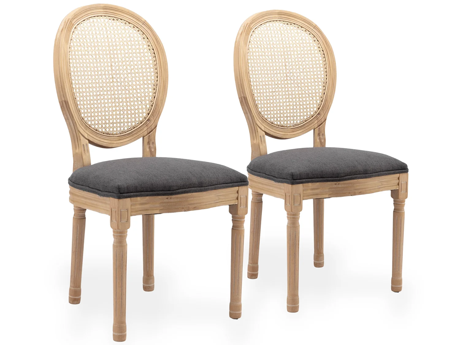 Lot de 2 chaises de salle à manger avec dossier courbé et design sans accoudoirs