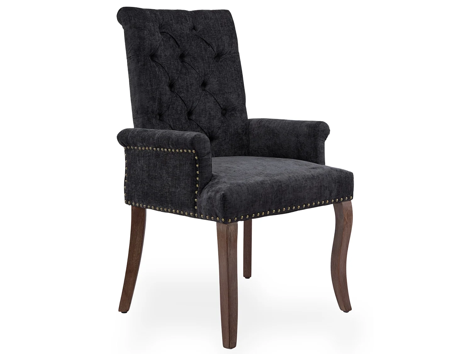 Chaise de salle à manger vintage avec accoudoirs capitonnage et cadre bois