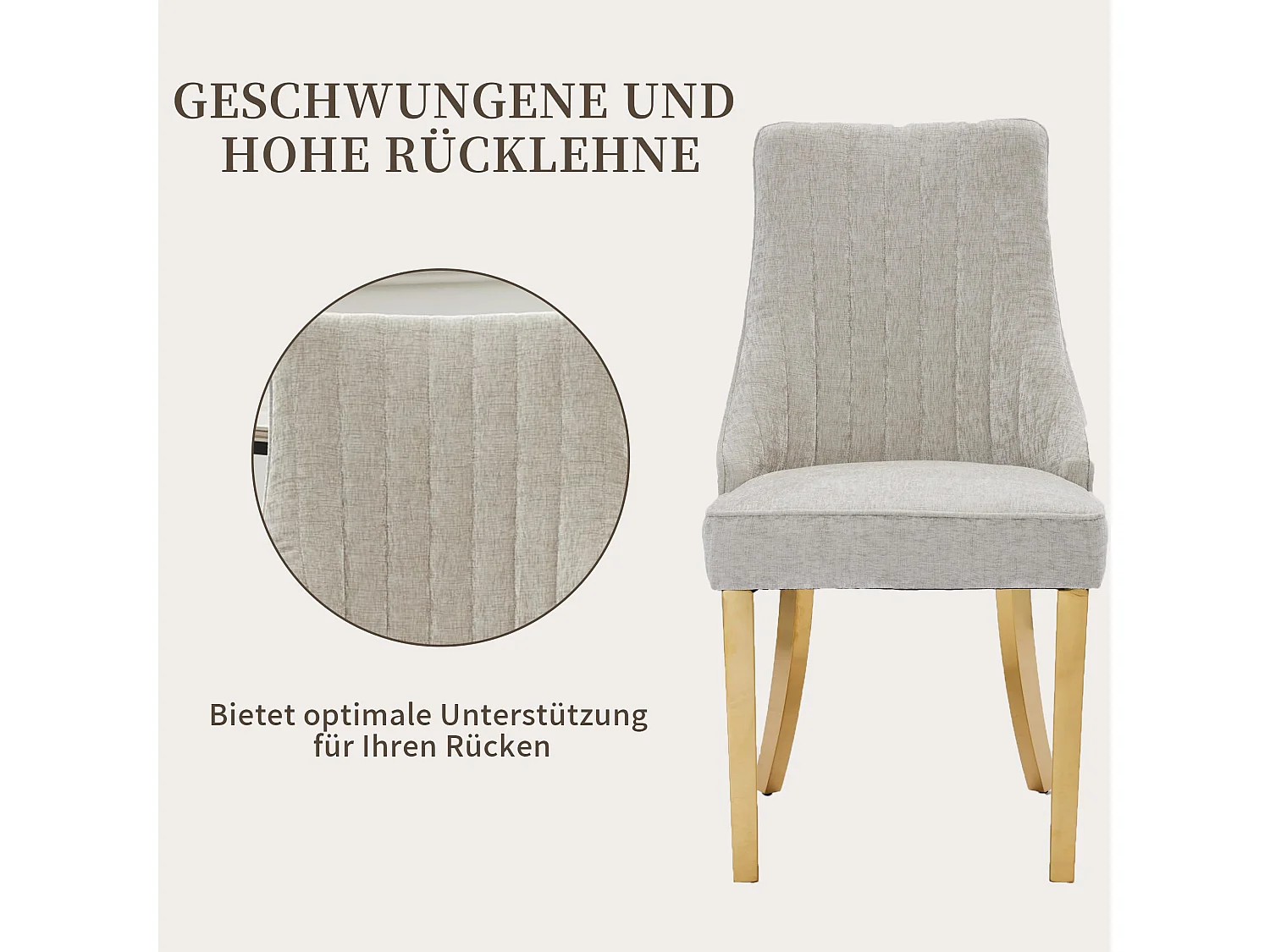 Esszimmerstühle 2er Set mit Chenille-Bezug, moderner Küchenstuhl mit geschwungenen Füßen und verstellbaren Fußpads, für Esszimmer, Küche und Schlafzimmer