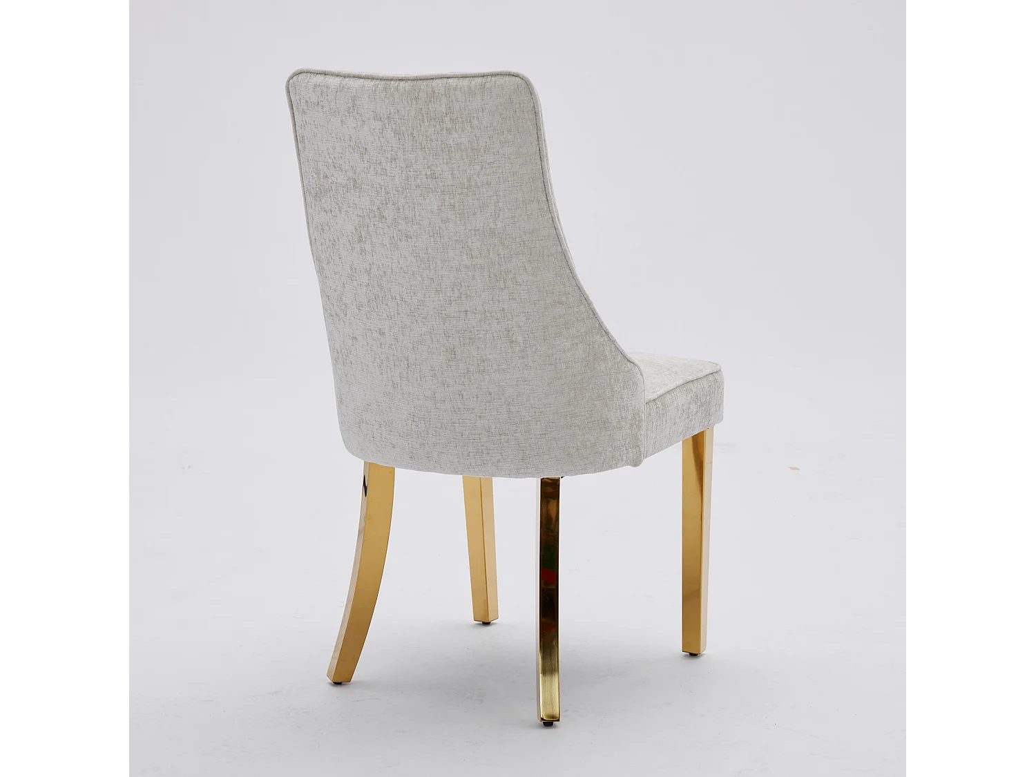 Lot de 2 chaises de salle à manger modernes en chenille avec haut dossier rainuré