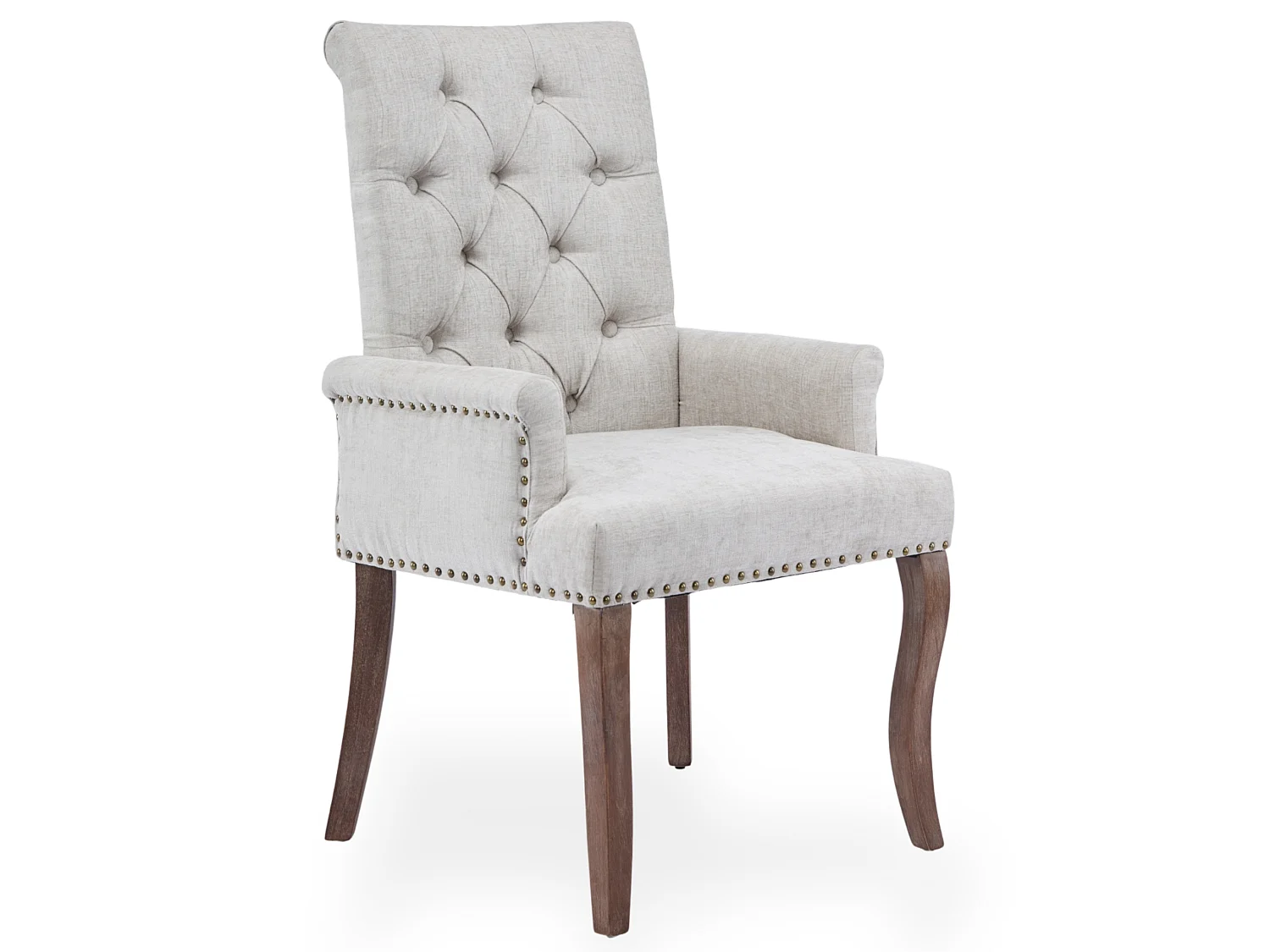 Chaise de salle à manger vintage avec accoudoirs capitonnage et cadre bois