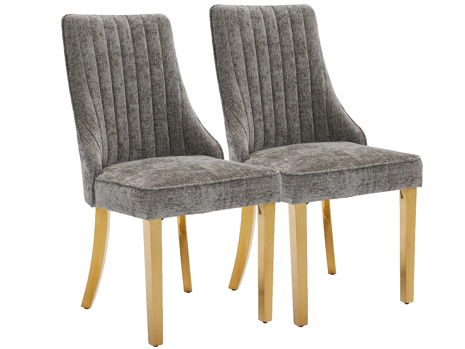 Lot de 2 chaises de salle à manger modernes en chenille avec haut dossier rainuré