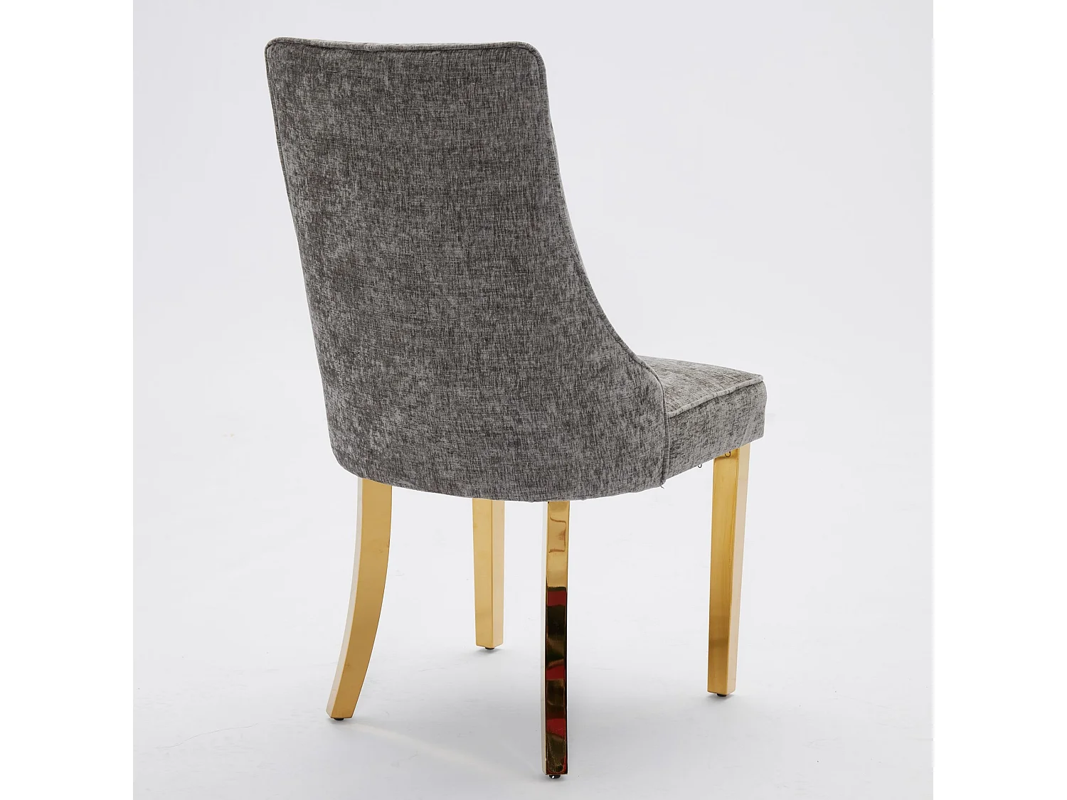 Lot de 2 chaises de salle à manger modernes en chenille avec haut dossier rainuré