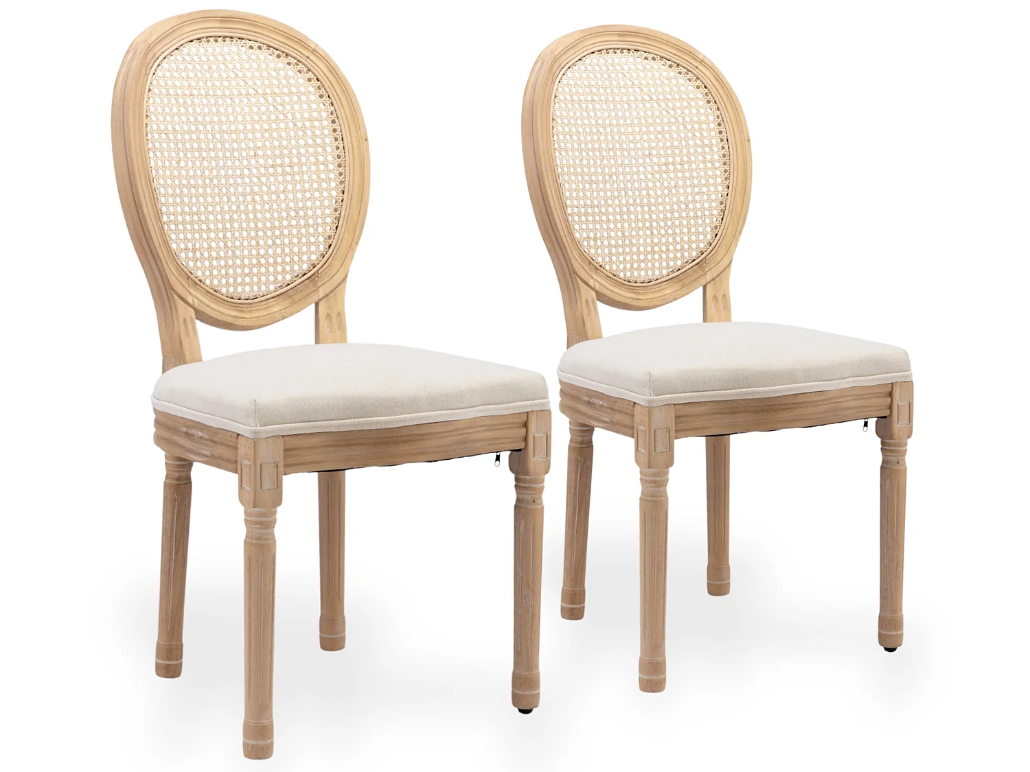 Lot de 2 chaises de salle à manger avec dossier courbé et design sans accoudoirs