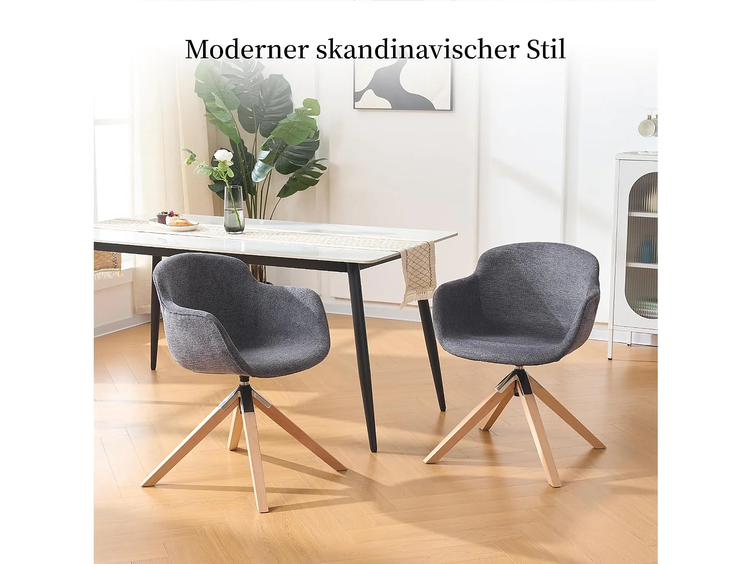 Drehbar Esszimmerstuhl 2er Set, Polsterstuhl mit Integrierten Armlehnen