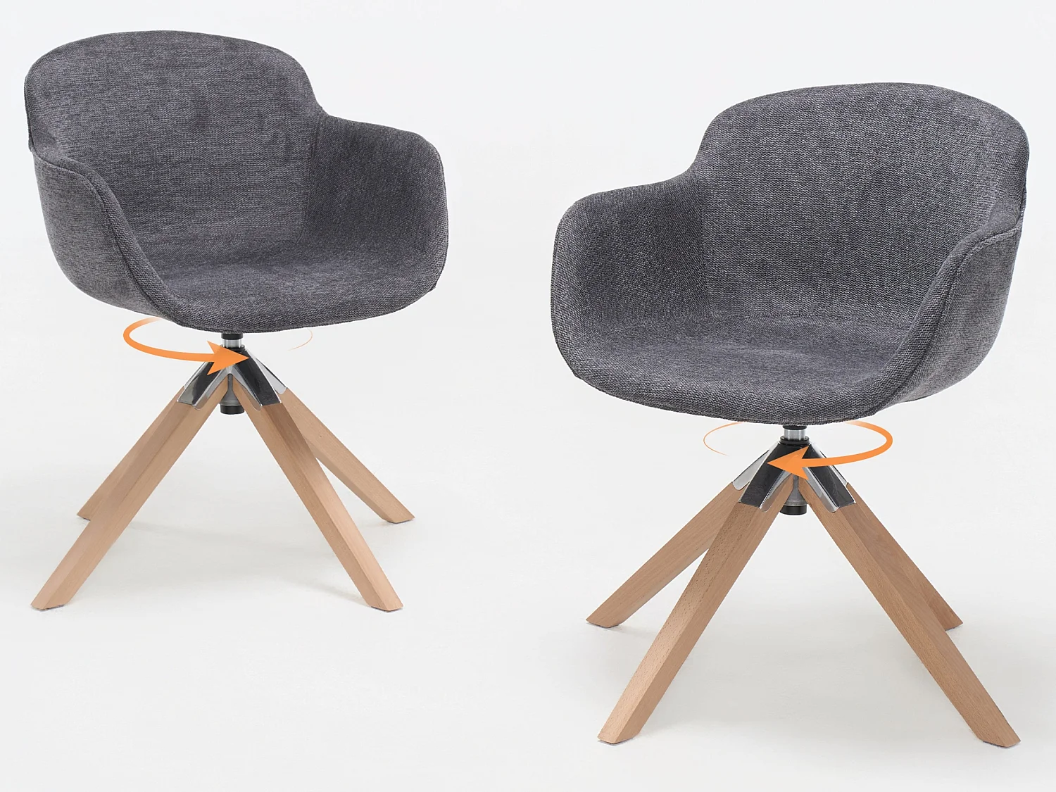 Sillas de comedor giratorias modernas set de 2 con tapizado de tela y patas de haya