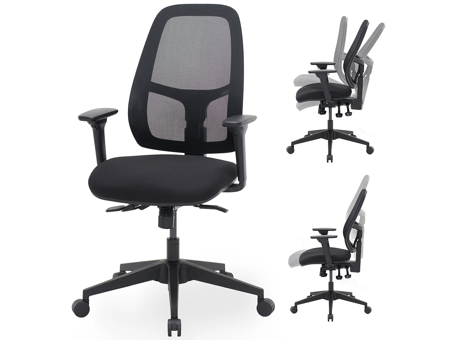 Ergonomische bureaustoel tot 150 kg met verstelbare zitdiepte en kanteling - Multifunctionele ergonomische bureaustoel