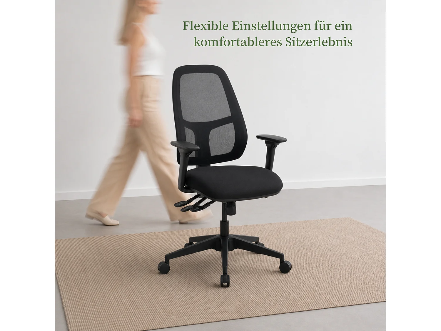 Ergonomische bureaustoel tot 150 kg met verstelbare zitdiepte en kanteling - Multifunctionele ergonomische bureaustoel