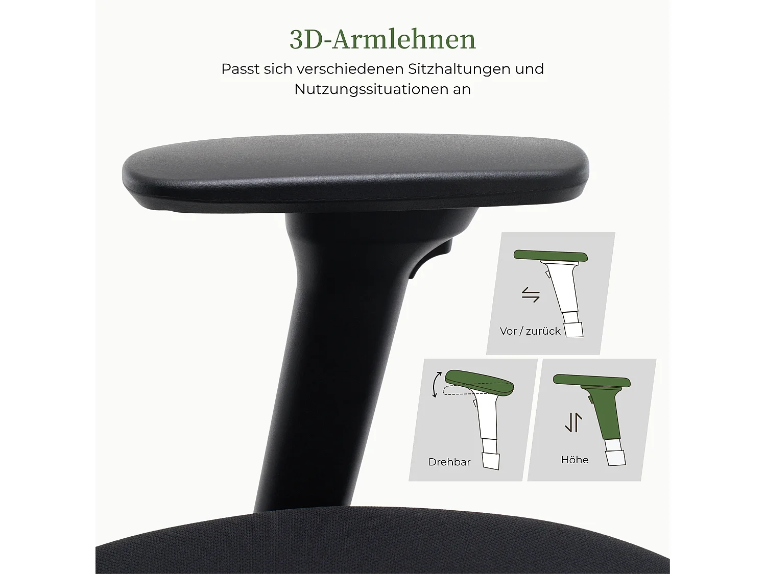 Ergonomische bureaustoel tot 150 kg met verstelbare zitdiepte en kanteling - Multifunctionele ergonomische bureaustoel