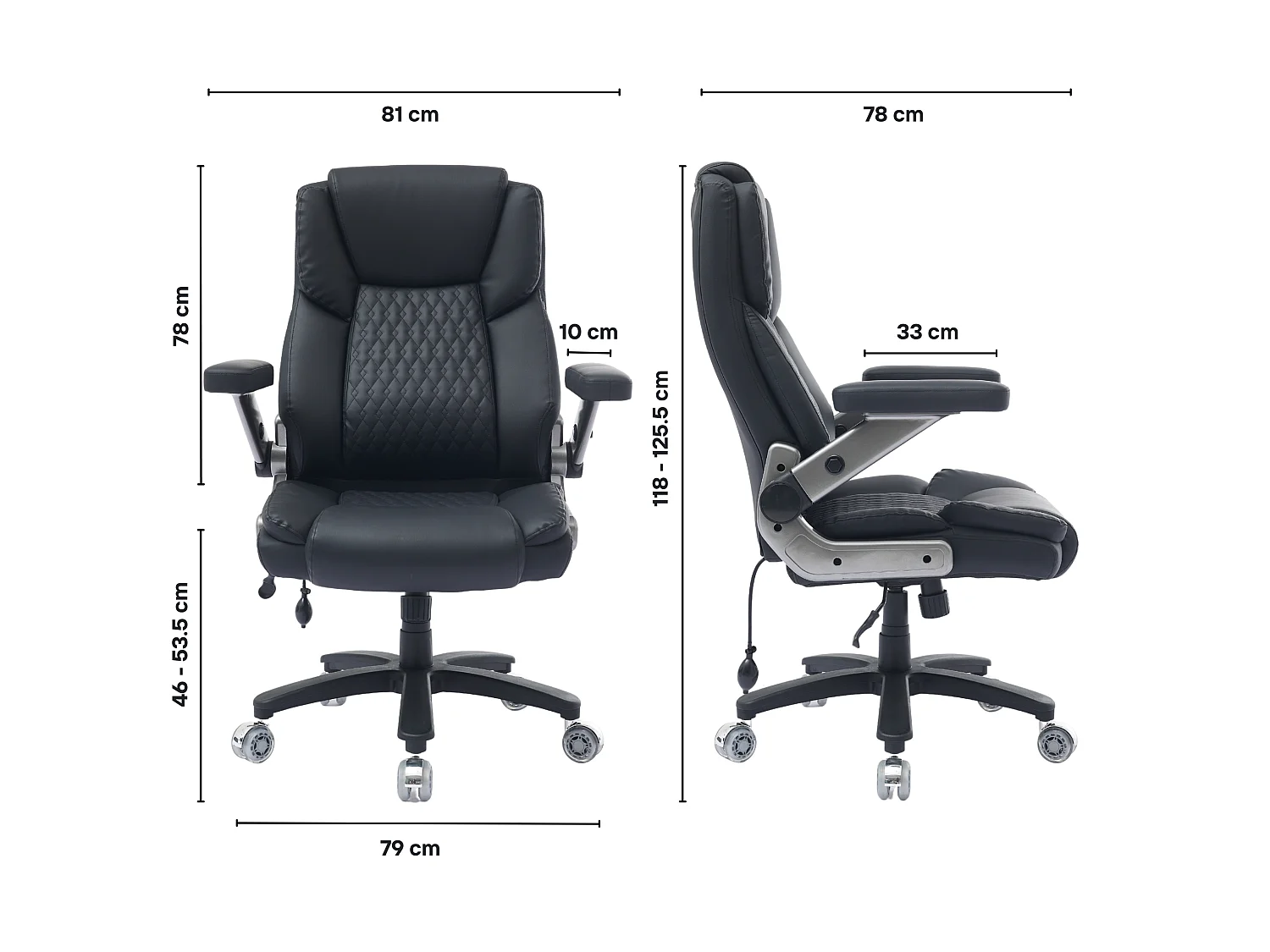 Fauteuil de bureau XXL avec soutien lombaire gonflable, accoudoirs 4D, 230 kg et doubles roulettes