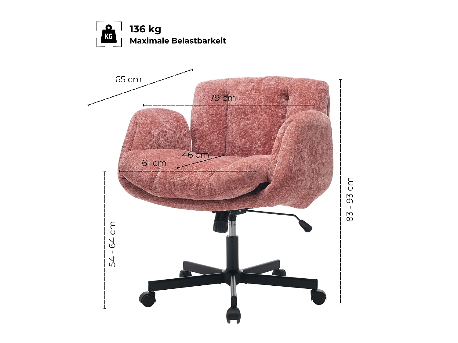 Chaise de bureau Cross Legged avec accoudoirs rabattables et assise large