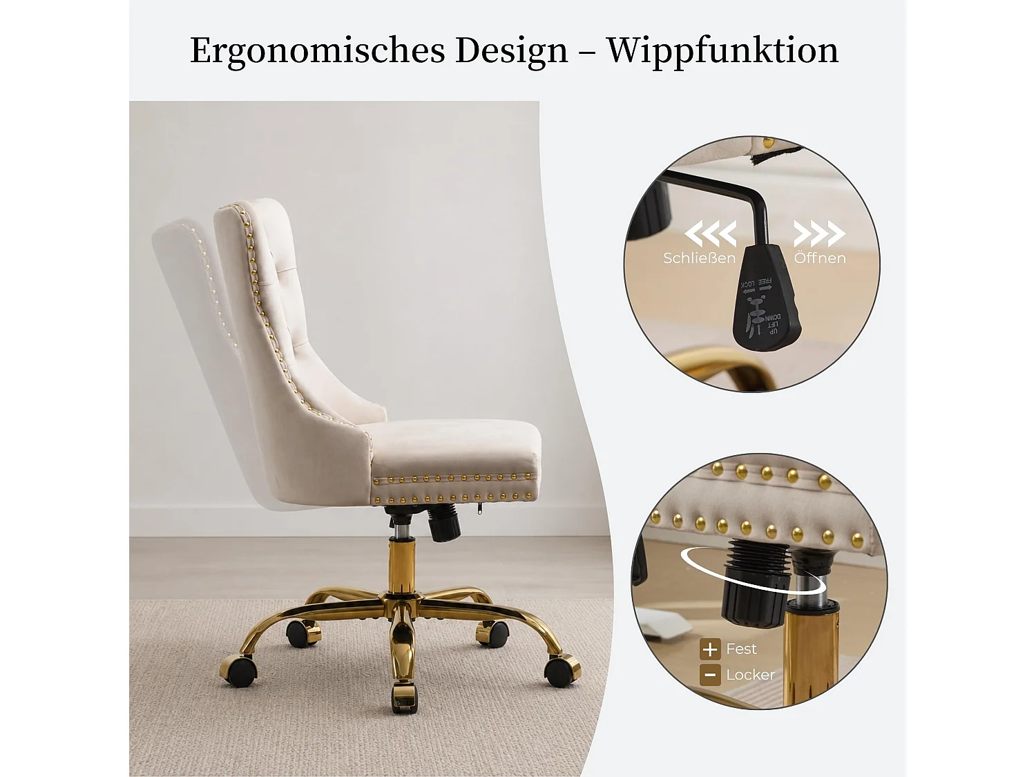 Vintage Samt Bürostuhl mit Flügelrücken, Knopfheftung und Ziernieten