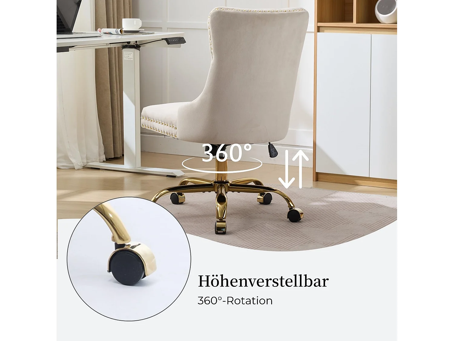 Vintage Samt Bürostuhl mit Flügelrücken, Knopfheftung und Ziernieten