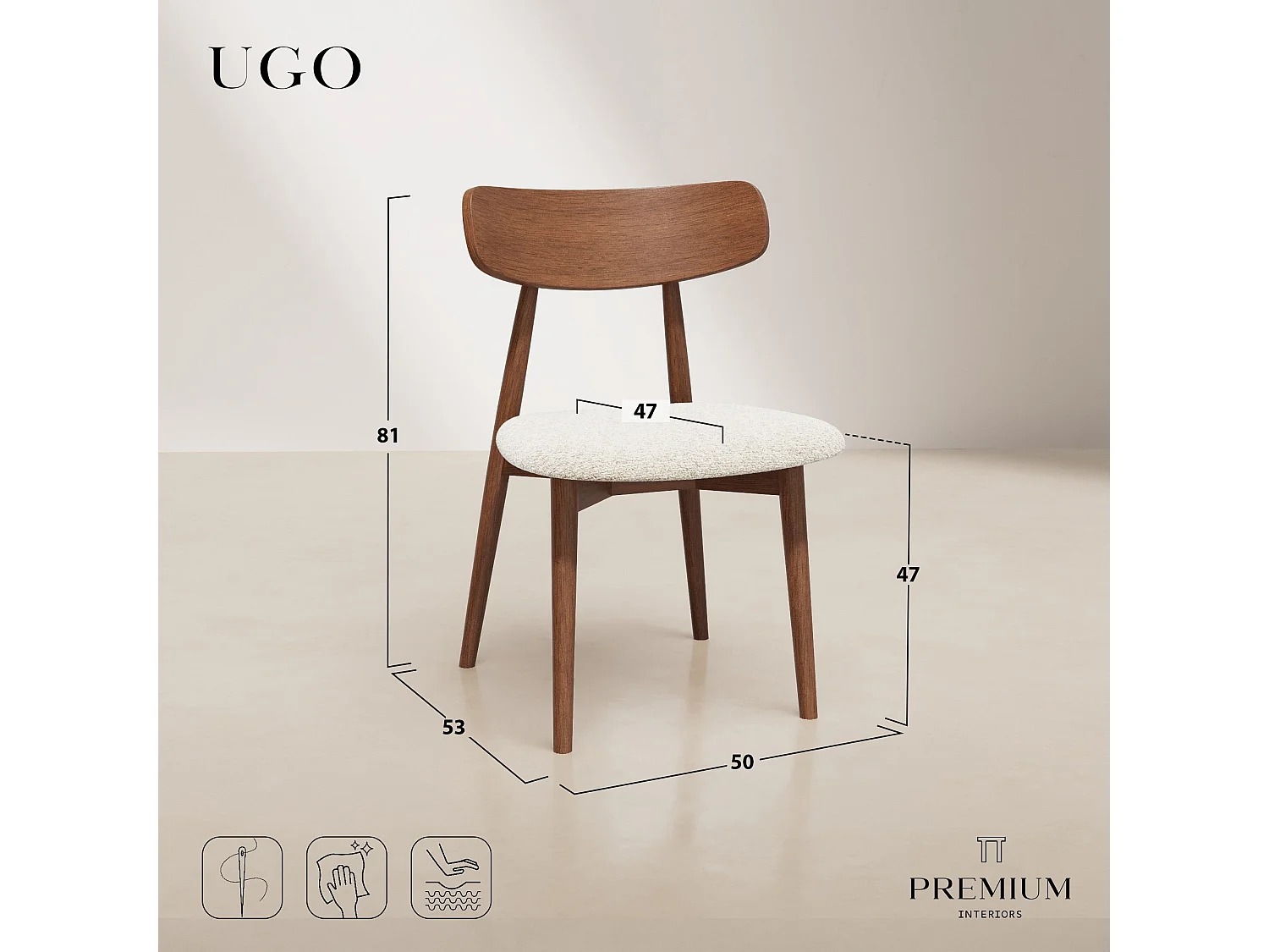 Lot de 2 chaises UGO en bouclette crème
