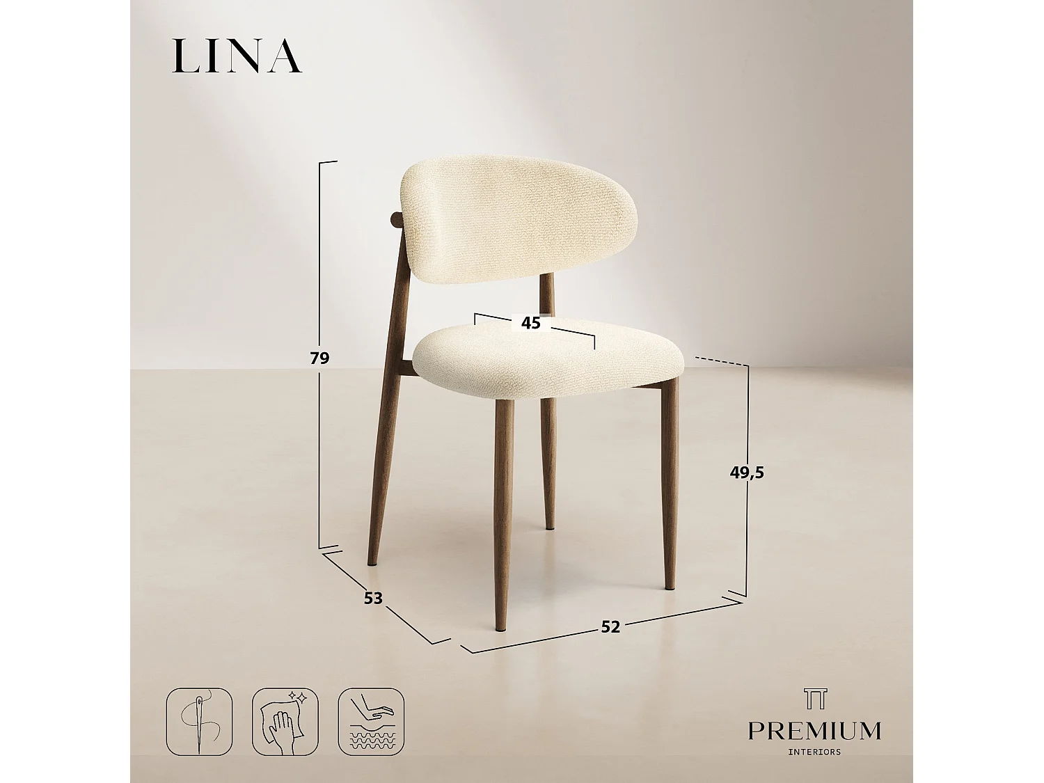 Lot de 2 chaises LINA en velours bouclé beige