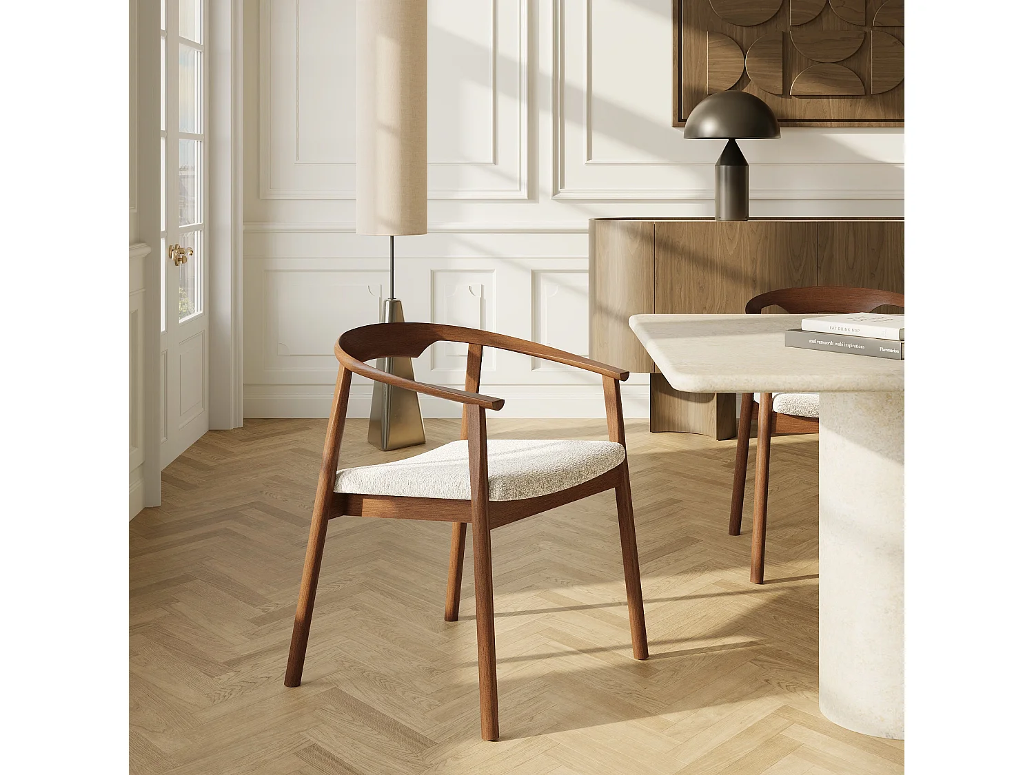 Lot de 2 chaises LARA en bouclette crème