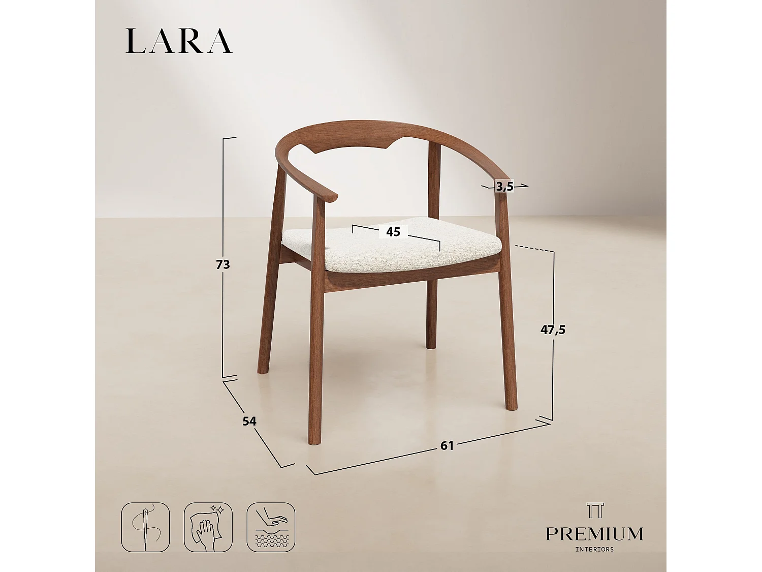 Lot de 2 chaises LARA en bouclette crème