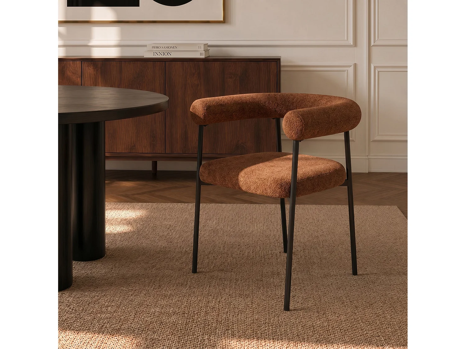 Lot de 2 chaises LOU en velours texturé terracotta