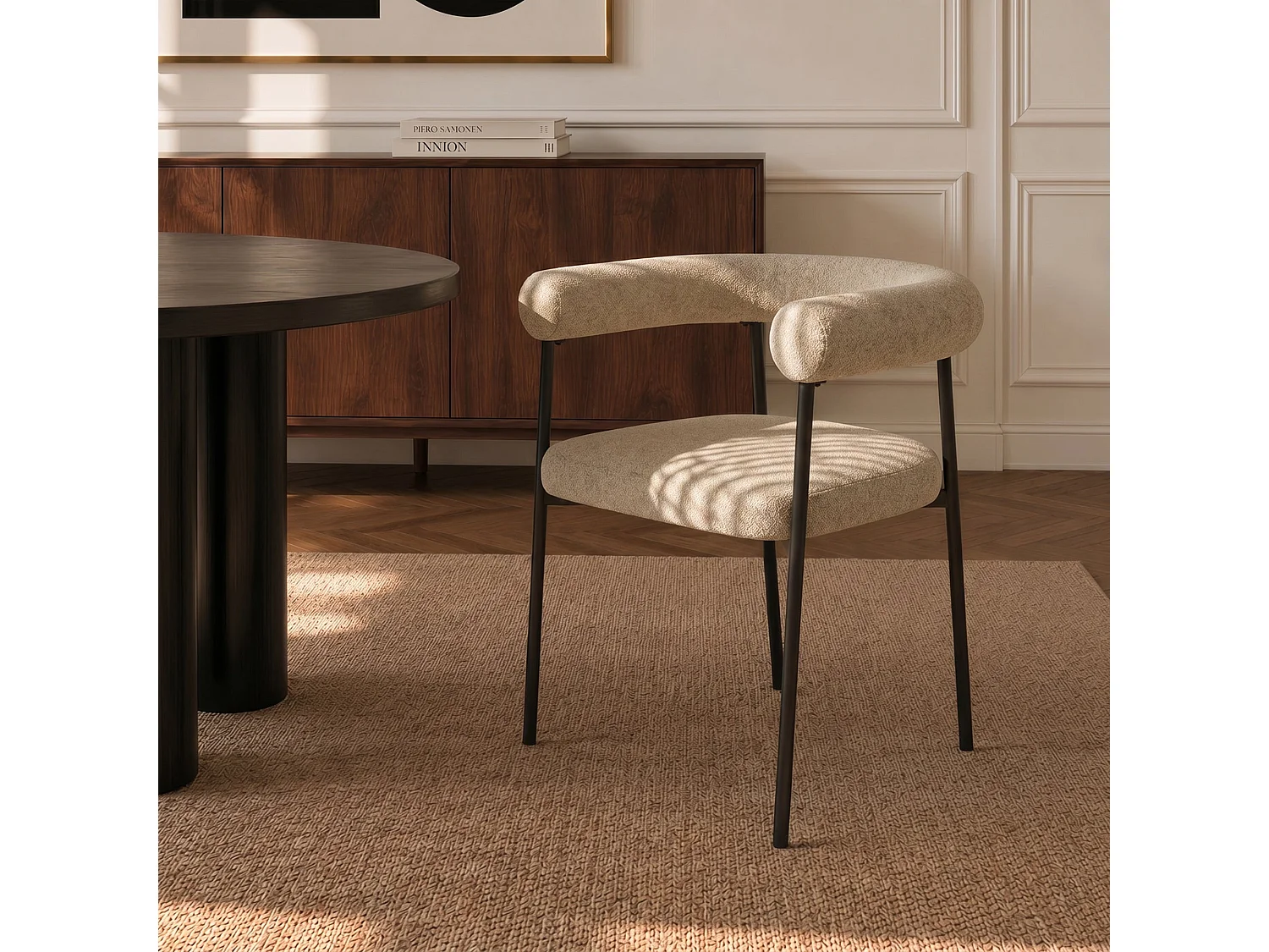 Lot de 2 chaises LOU en velours texturé beige
