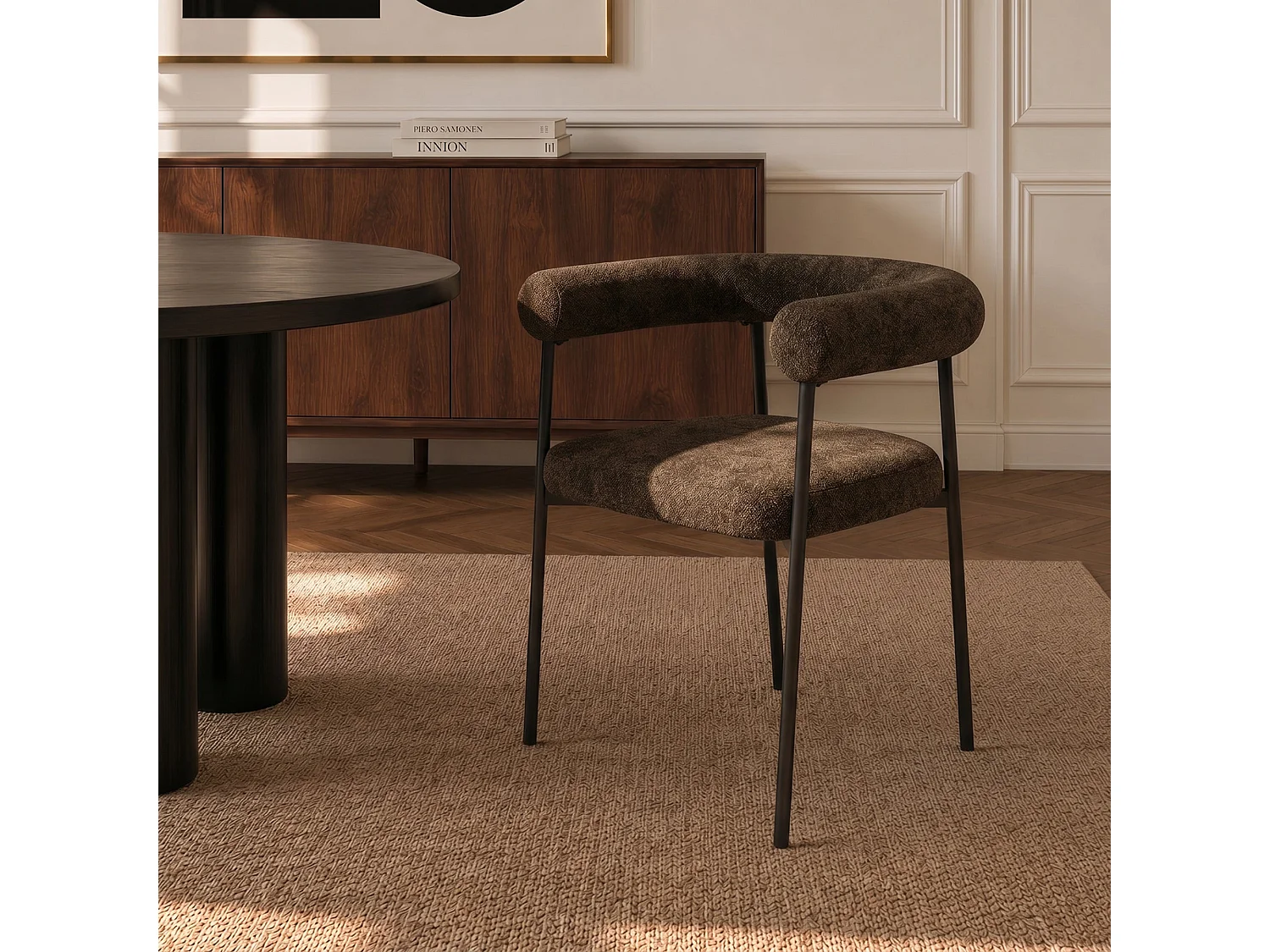 Lot de 2 chaises LOU en velours texturé brun expresso