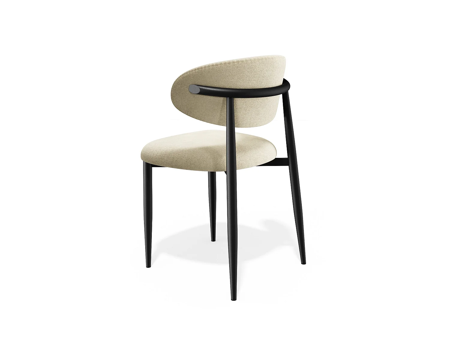 Lot de 2 chaises LINA en tissu tramé toucher doux crème